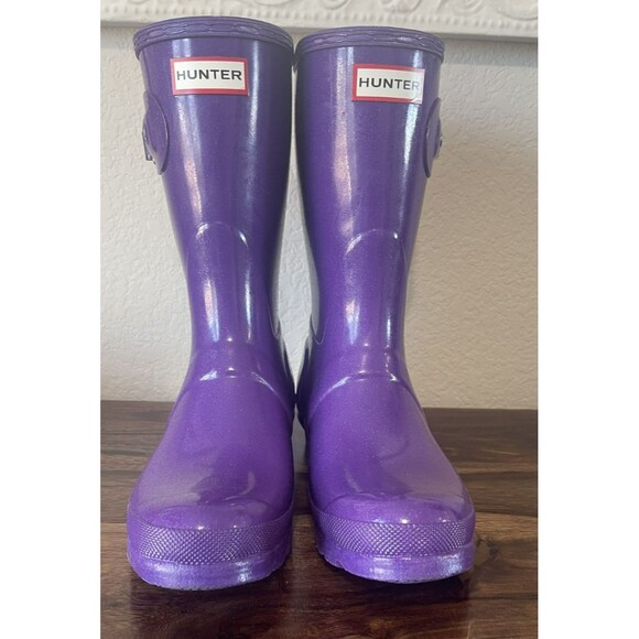 HUNTER Purple sparkle Rain Boots Size 9 11" shaft height great condition - Picture 1 of 6